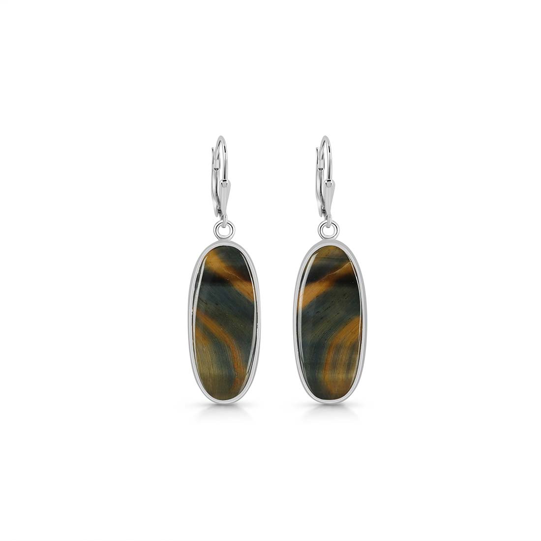 Premium Blue Tiger Eye Statement Earrings - BTE-E-16