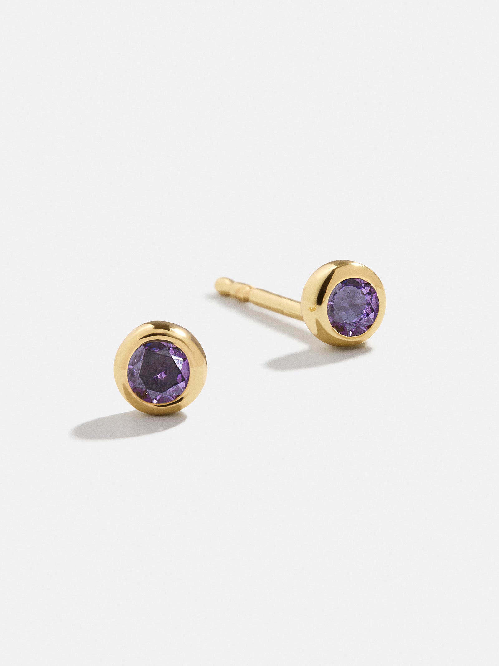 Premium 18K Gold Light Amethyst Birthstone Stud Earrings