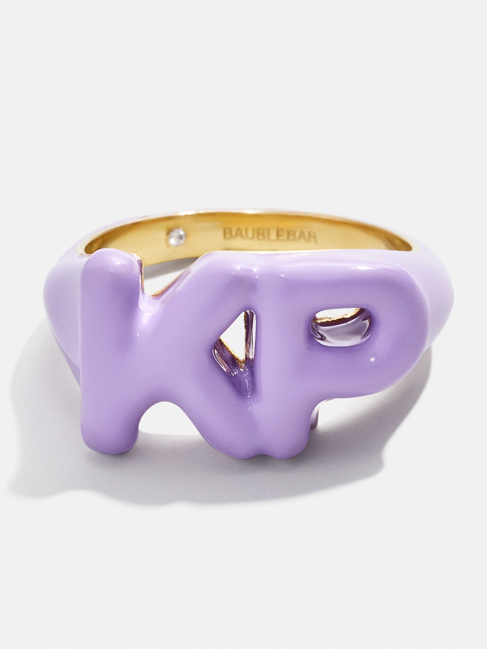 Premium Double Initial Enamel Block Ring - Vibrant Purple