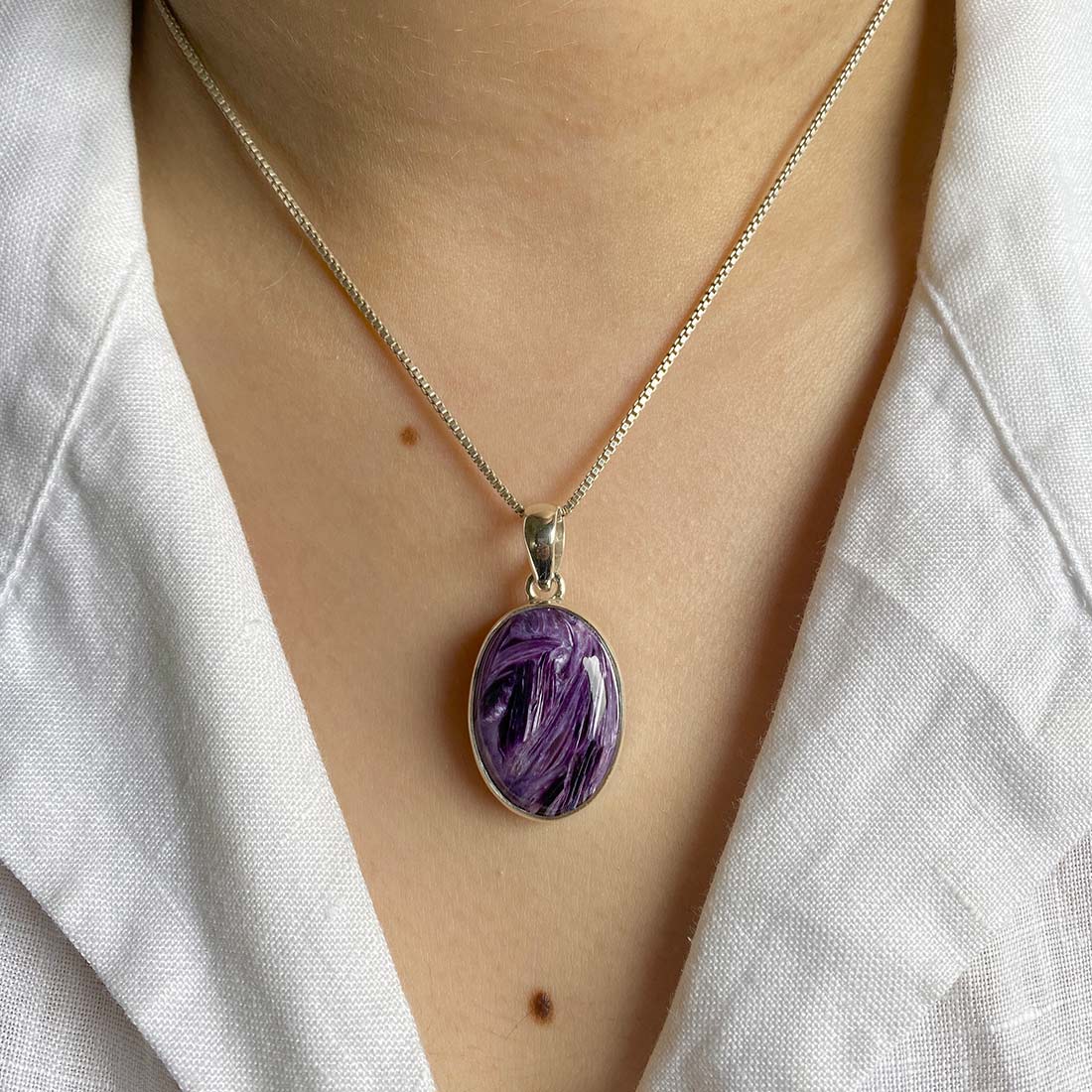 Premium Charoite Statement Pendant - CHR-P-39