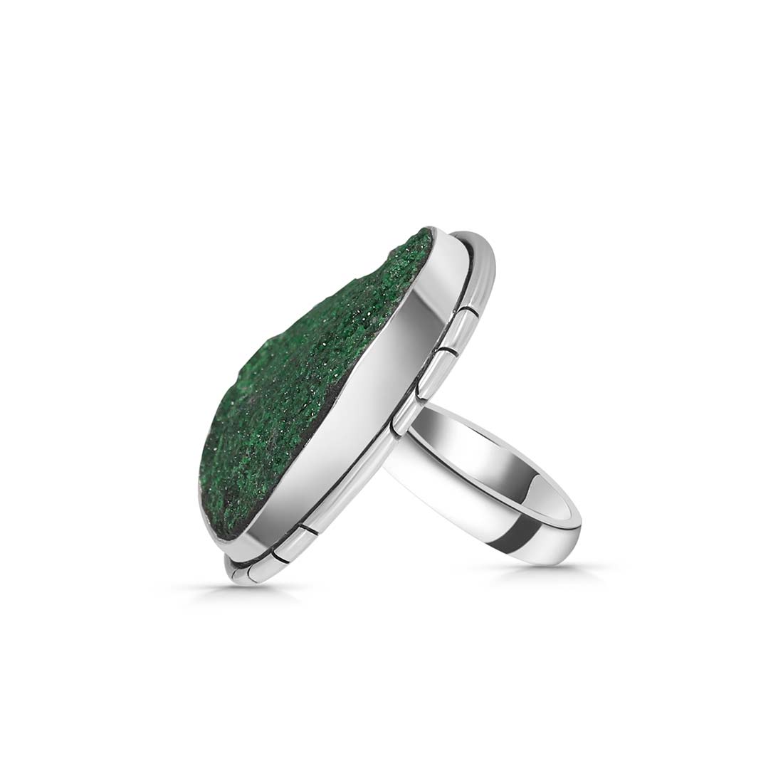 Premium Uvarovite Druzy Adjustable Ring - Elegant Green Gemstone Jewelry (UVR-R-43)