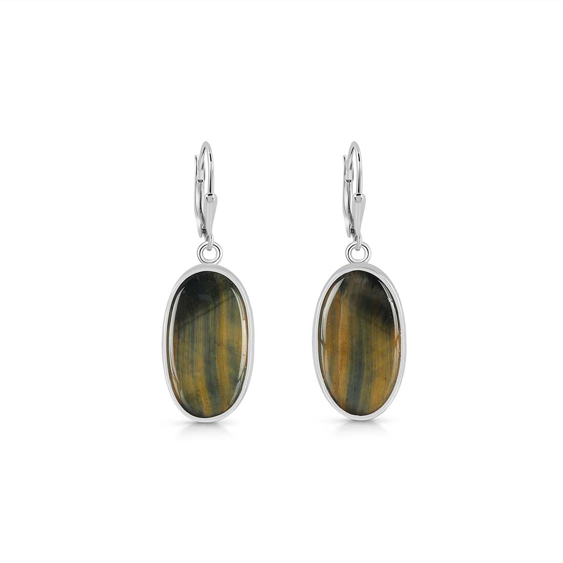 Premium Blue Tiger Eye Statement Earrings - Sagacia Jewelry