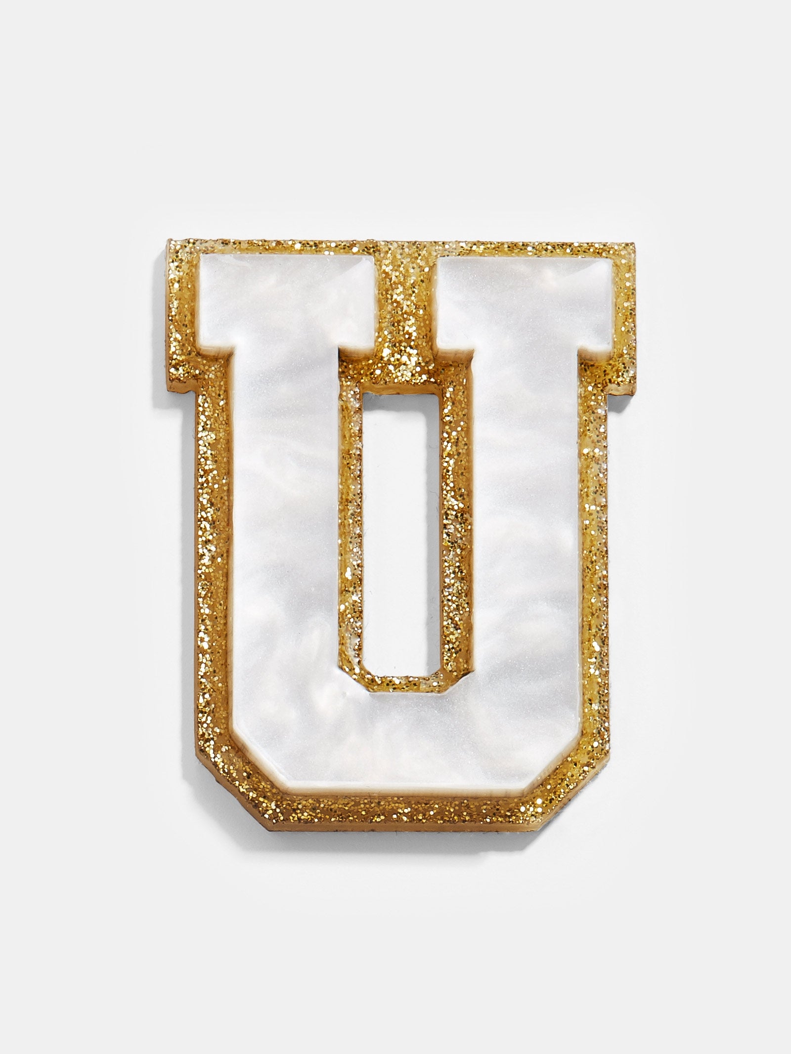 Premium Varsity Initial Sticker - White/Gold | Personalize Your Style