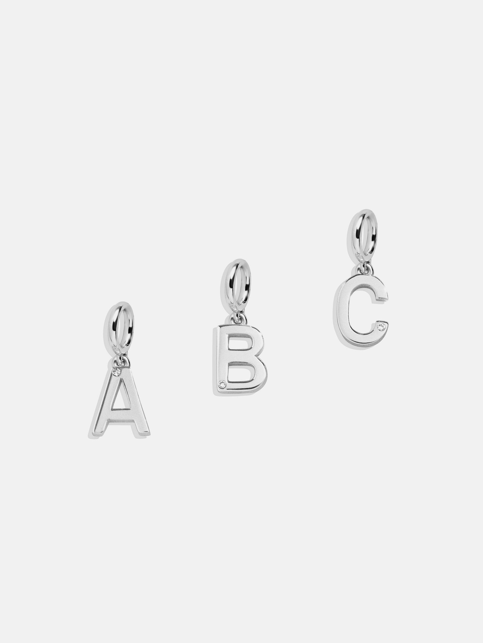 Premium Silver Initial Cluster Charm Necklace - A