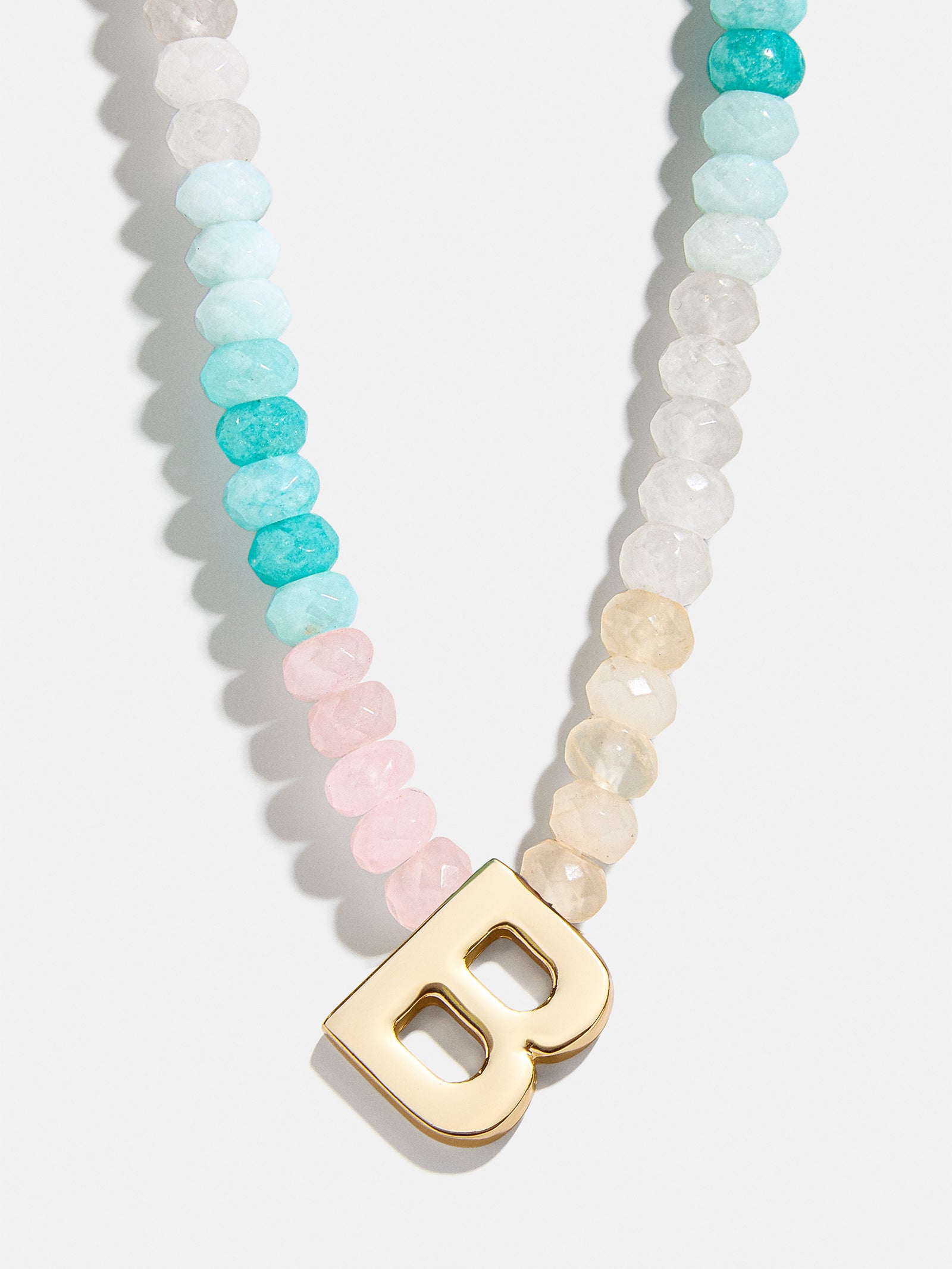 Premium Custom Initial Necklace with Semi-Precious Stones - Light Multi