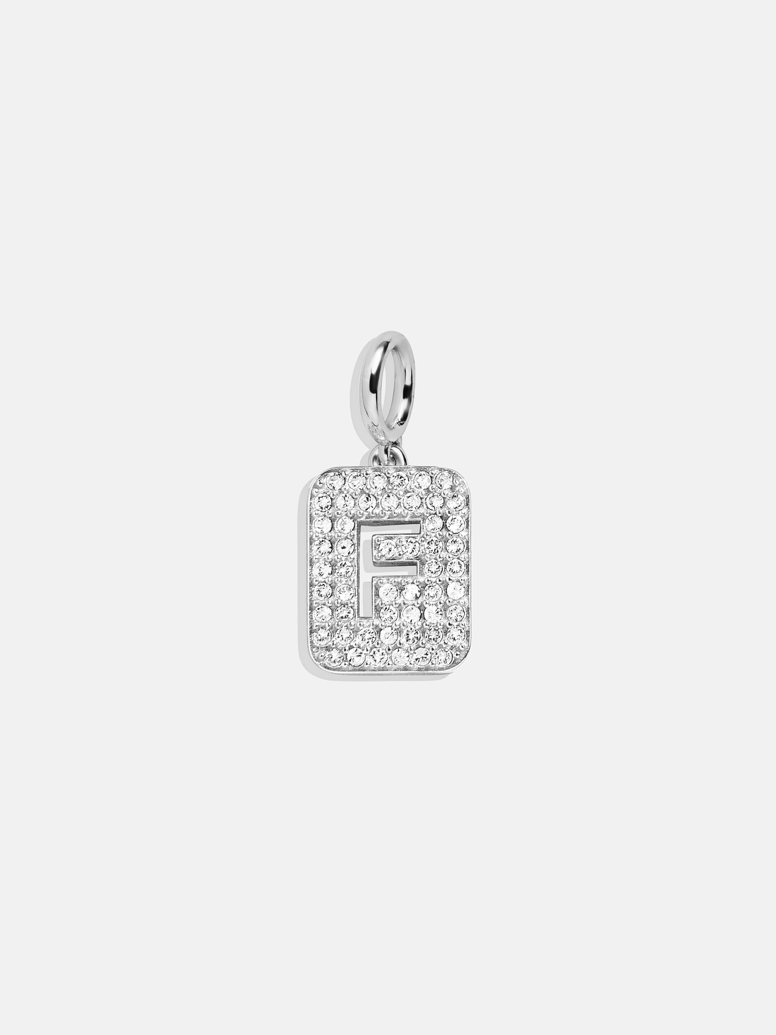 Premium Silver Block Pave Cluster Charm Necklace - Fashionable & Modern