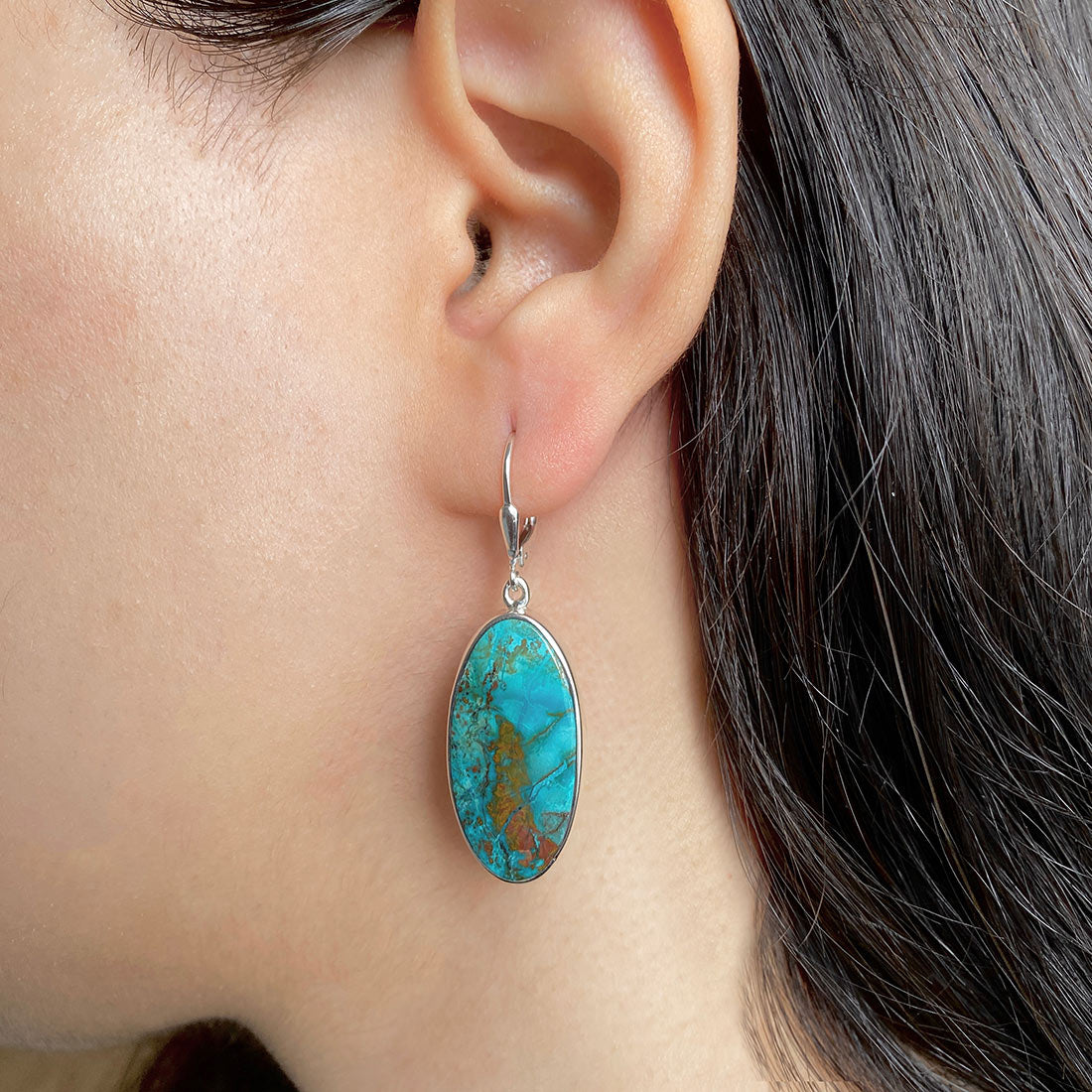 Premium Shattuckite Statement Earrings - Elegant Silver Jewelry