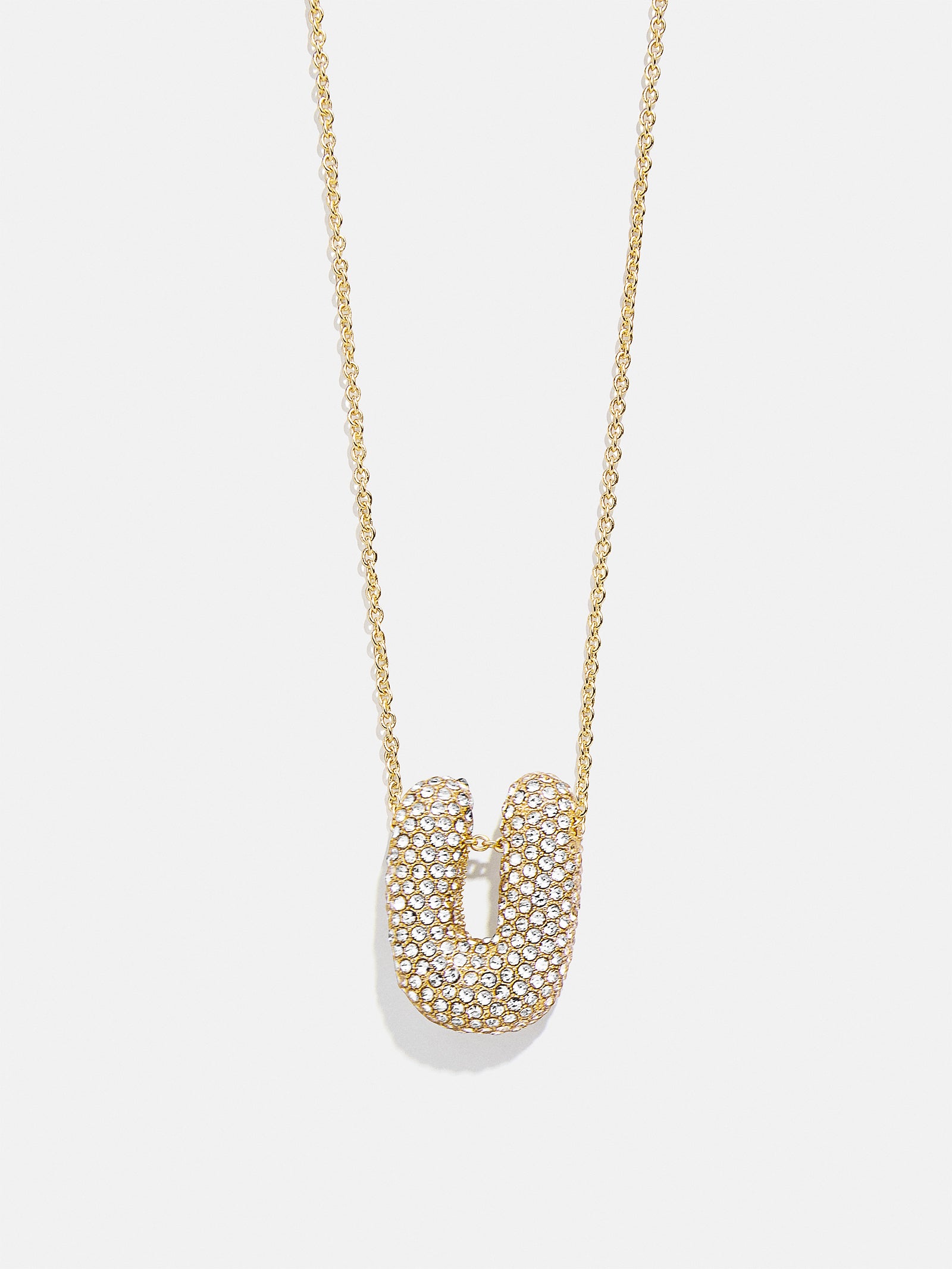 Premium Kids' Bubble Initial Necklace - Gold/Pavé