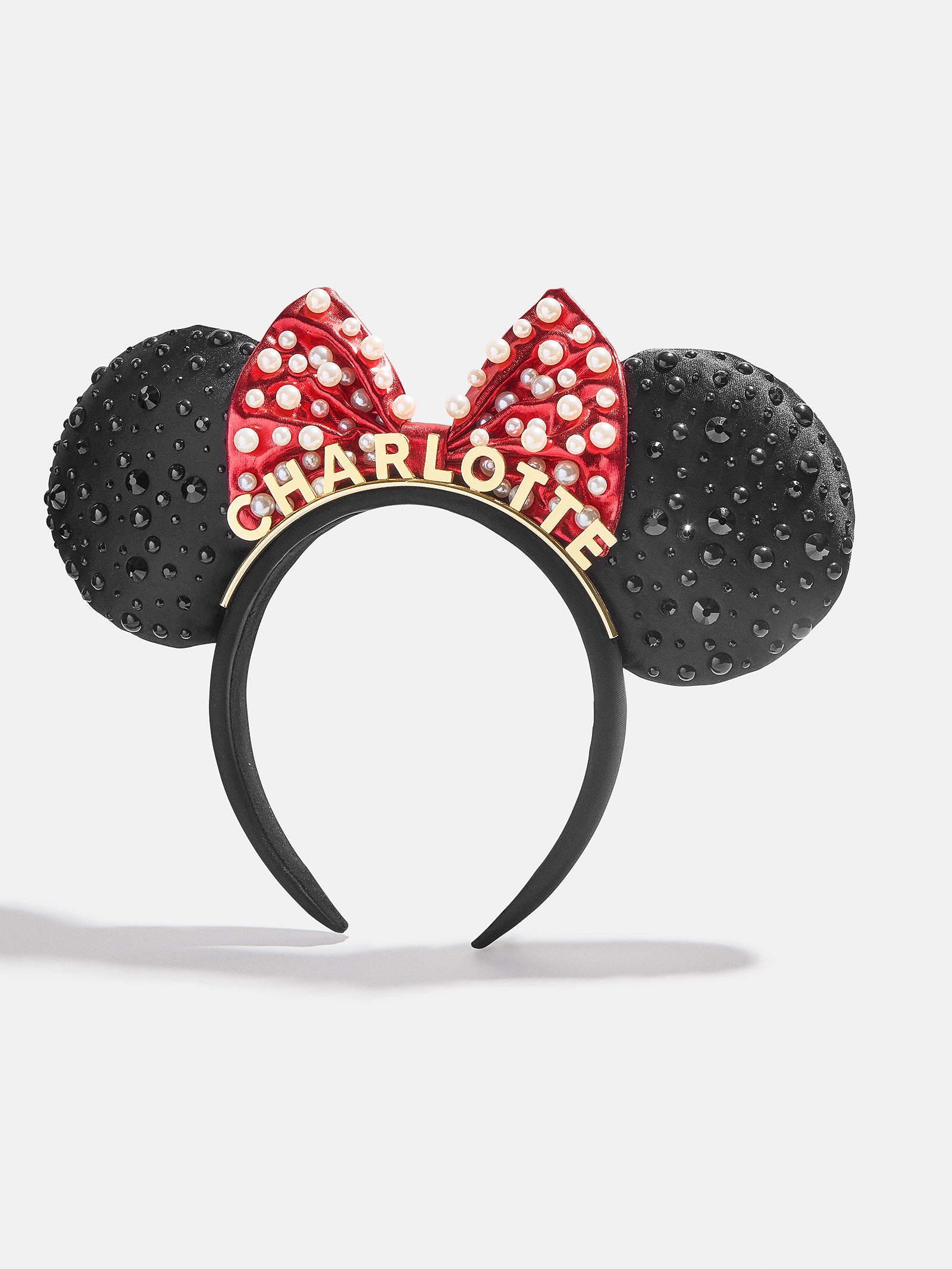 Premium Custom Disney Minnie Mouse Ears Headband - Personalized Black/Red Design