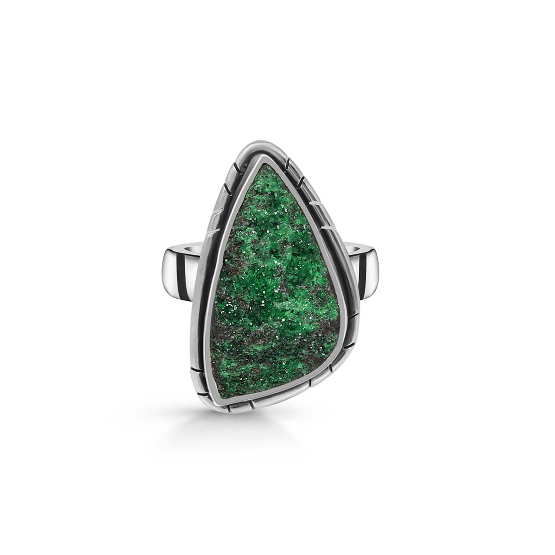 Premium Uvarovite Druzy Statement Ring - UVR-R-41