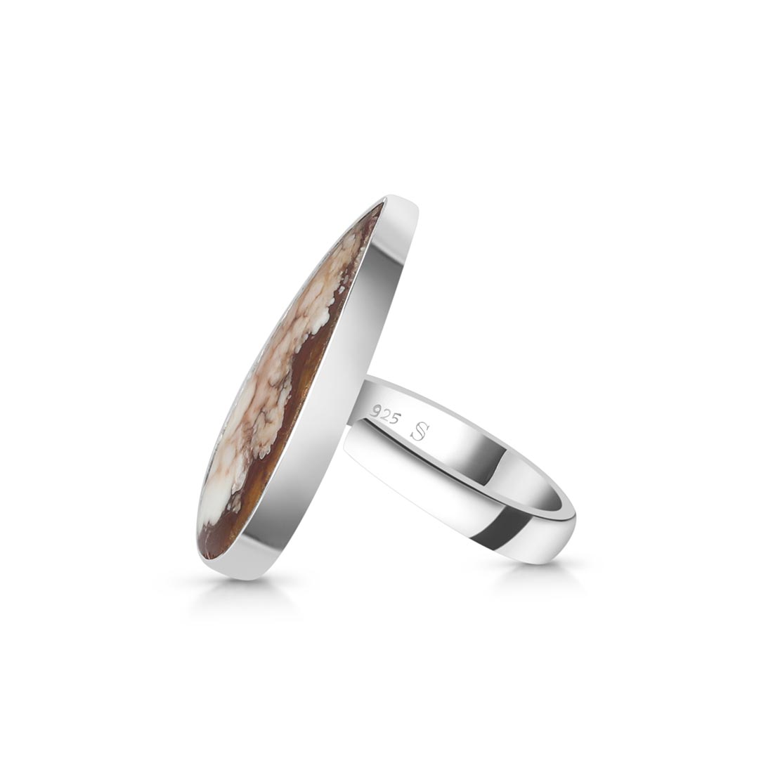 Premium Wild Horse Jasper Adjustable Ring - Elegant Silver Statement Piece (WOJ-R-35)