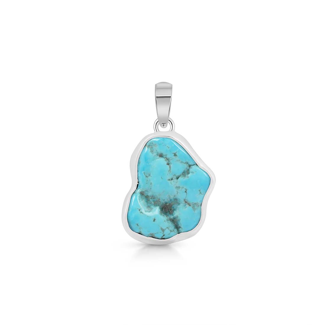 Premium Turquoise Rough Pendant - 925 Sterling Silver (TRQ-P-66)