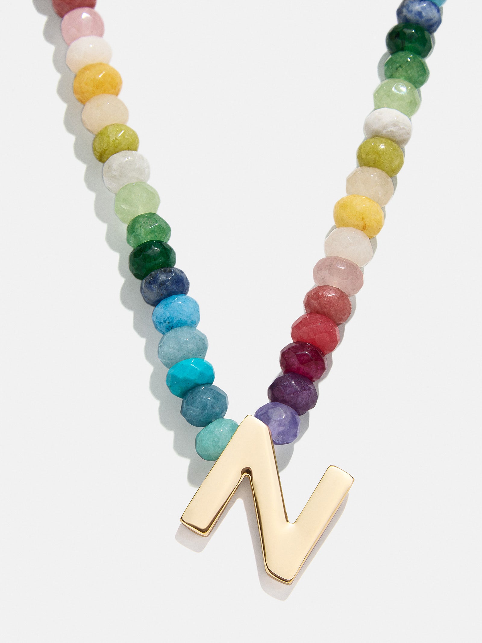 Premium Custom Initial Necklace with Semi-Precious Stones