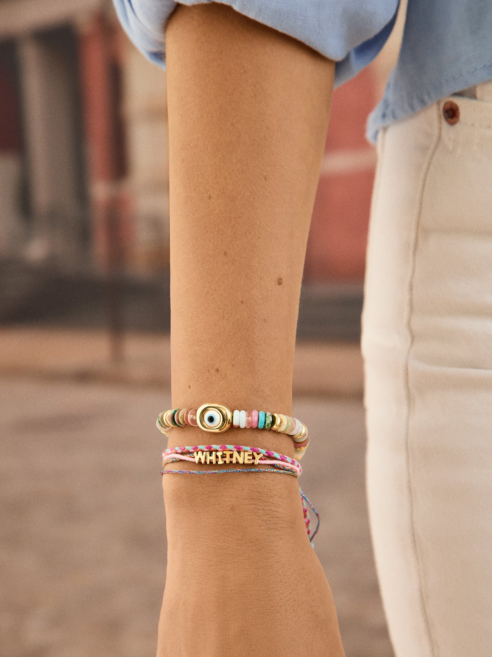 Premium Personalized Layered Cord Bracelet - Pink