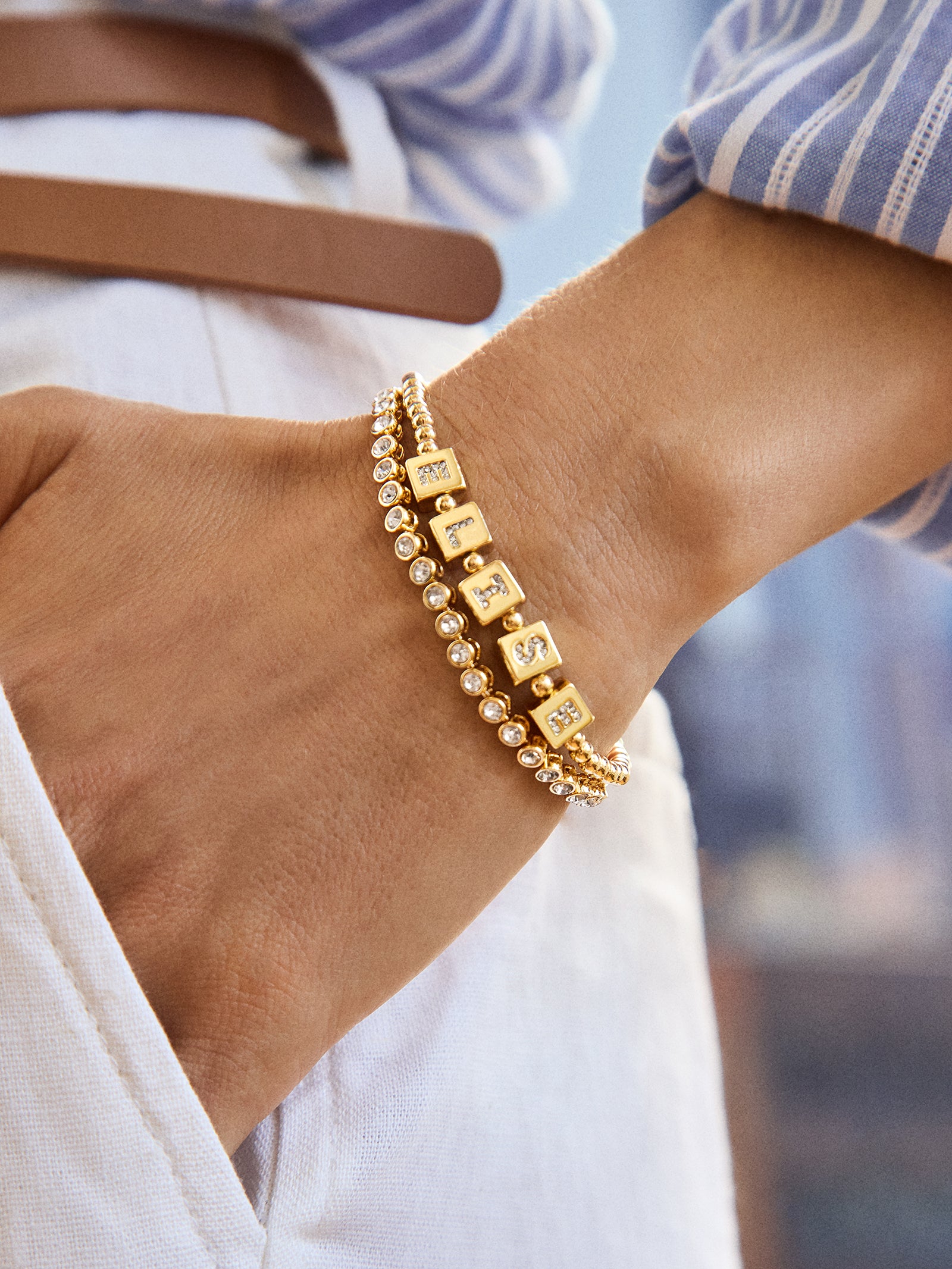 Premium Golden Custom Pisa Bracelet - Gold/Pavé