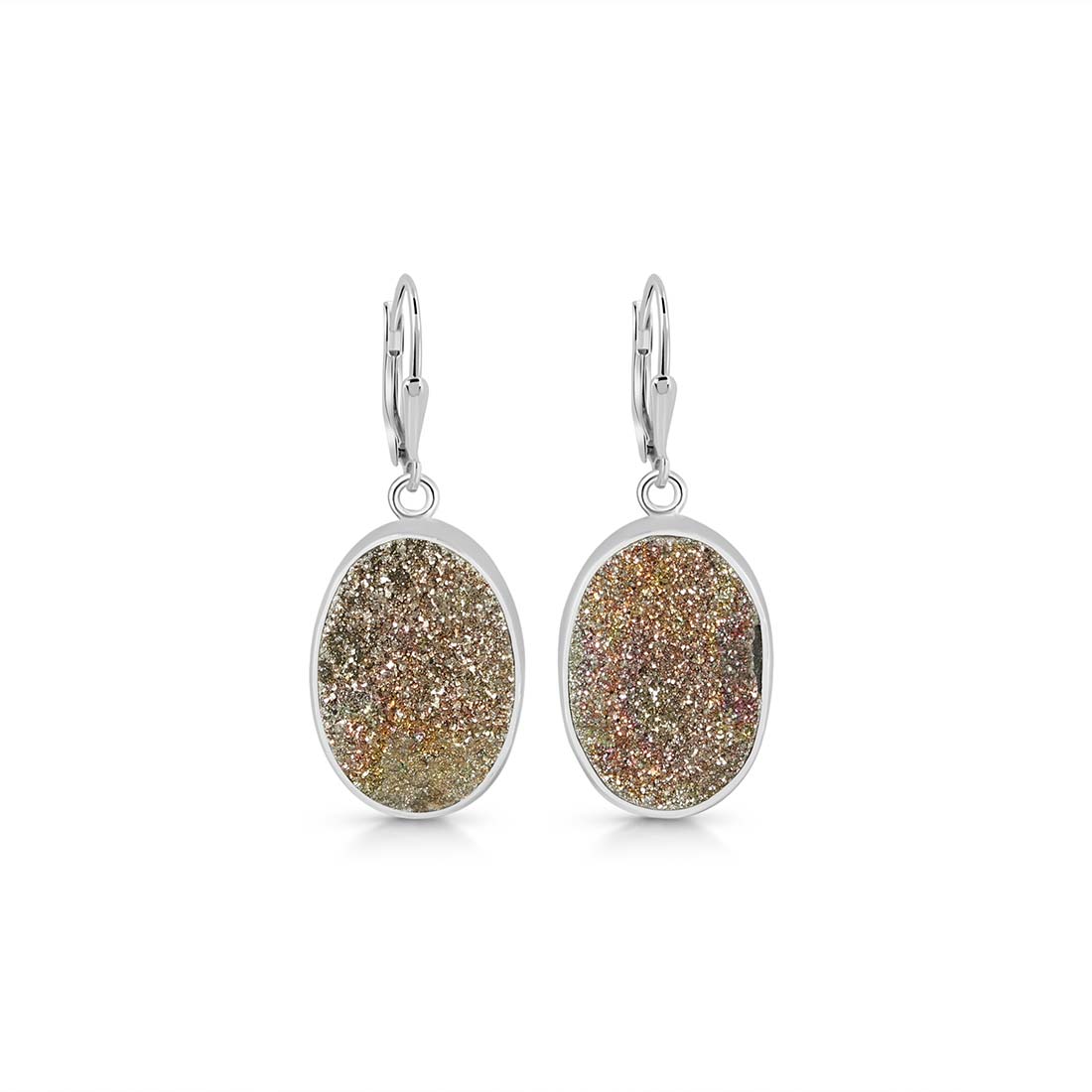 Premium Spectropyrite Druzy Earrings - Ultimate Elegance