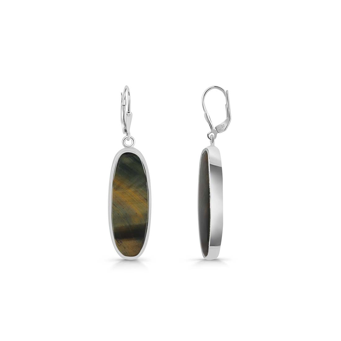 Premium Blue Tiger Eye Statement Earrings - Sagacia Jewelry