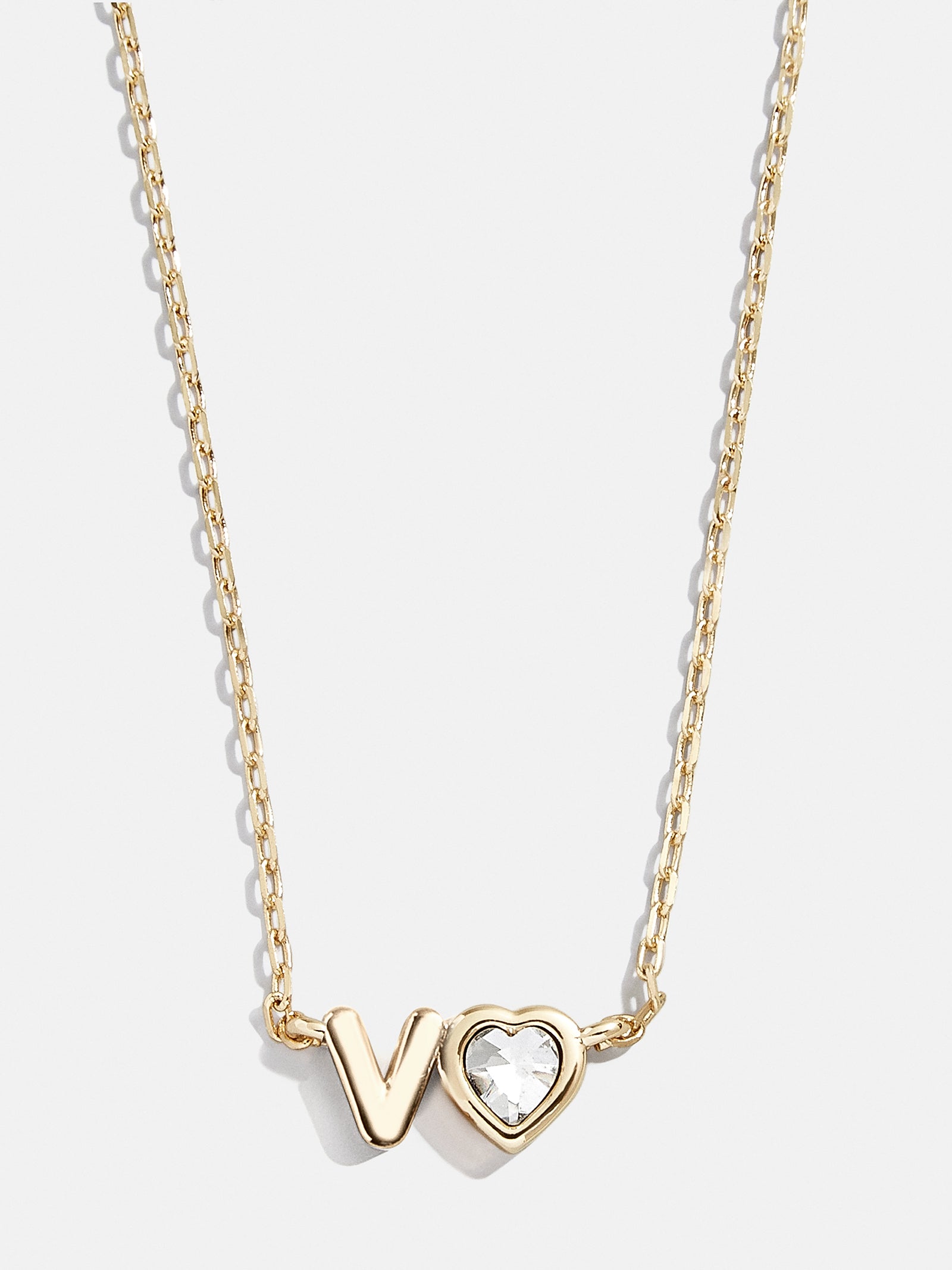 Premium Fiona Initial Necklace - Gold & Crystal Heart