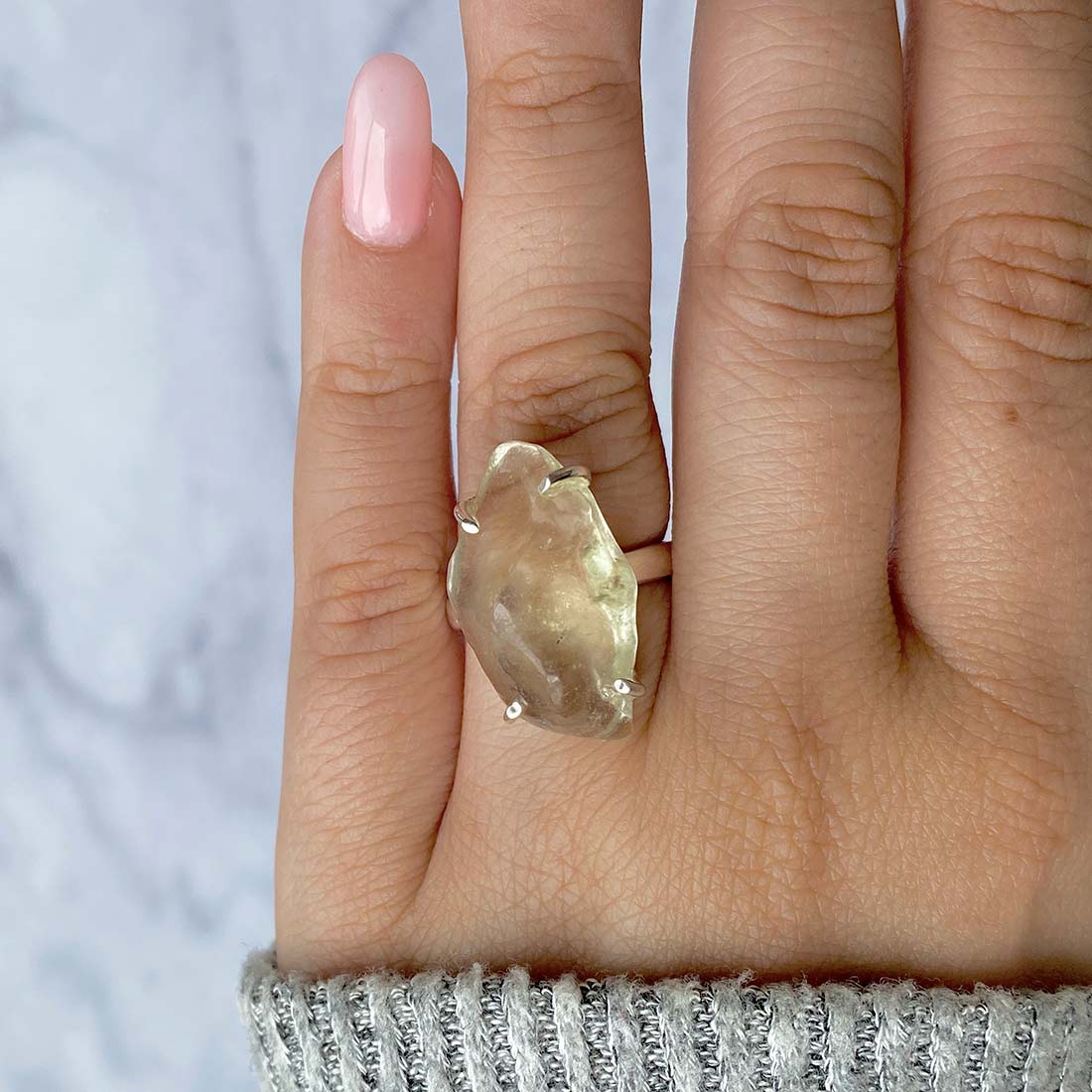 Premium Libyan Desert Glass Statement Ring - LDG-R-41