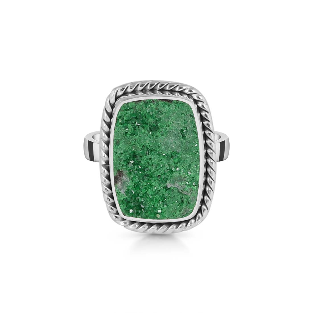 Premium Uvarovite Druzy Statement Ring - Ultimate Elegance (UVR-R-20)