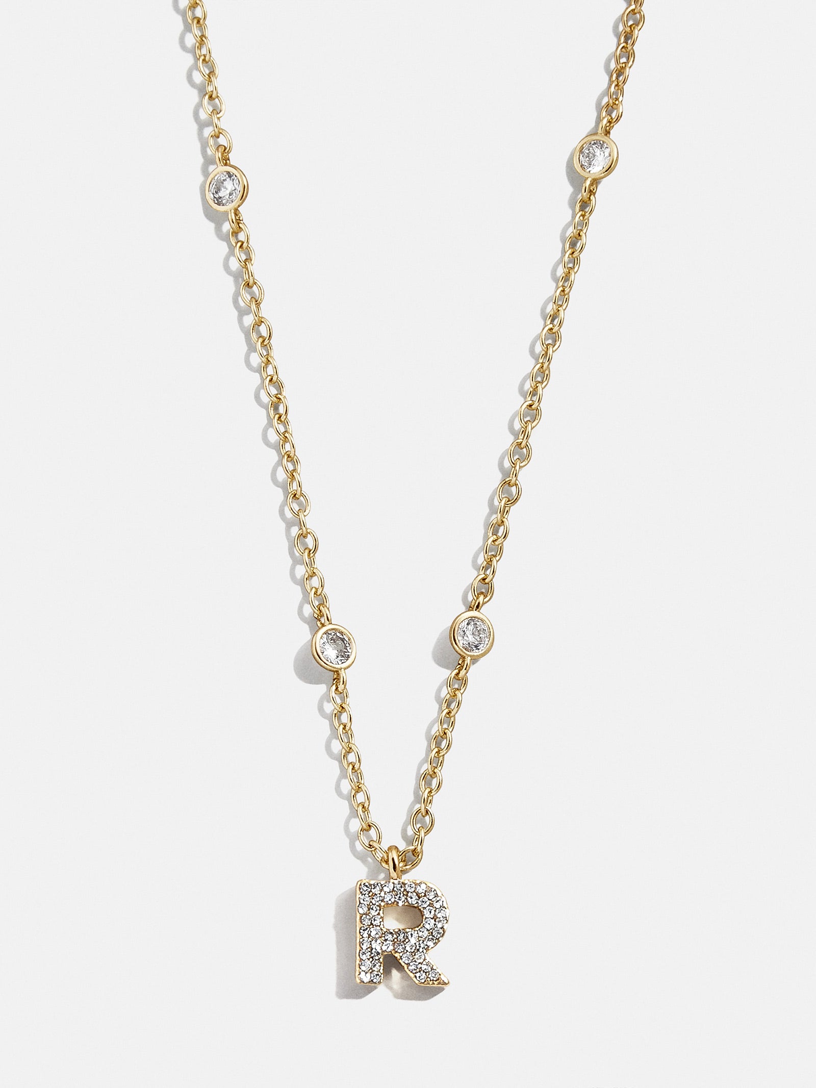 Premium Pavé Initial Yasmine Necklace - Gold Plated, Personalized Elegance