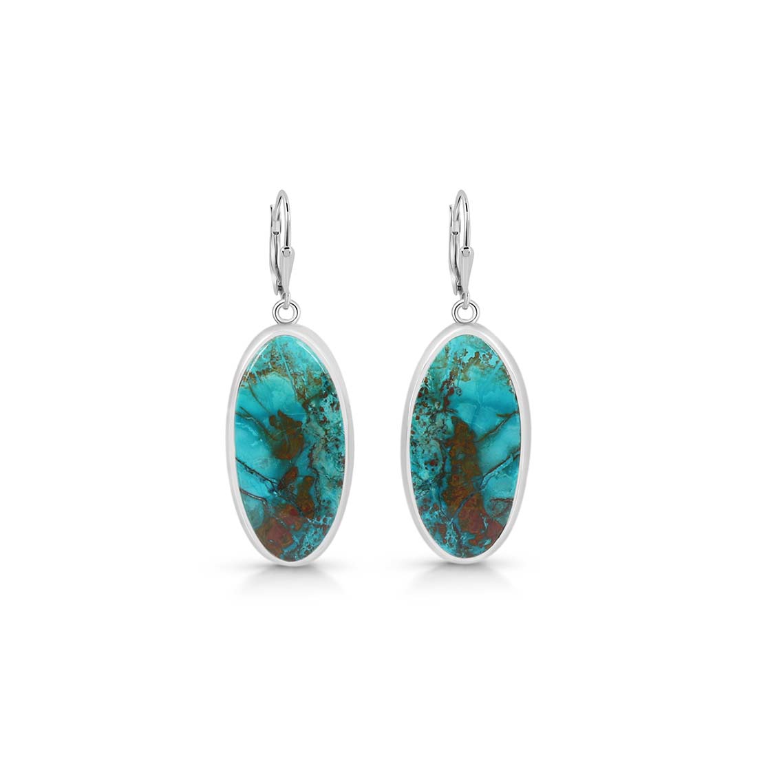 Premium Shattuckite Statement Earrings - Elegant Silver Jewelry