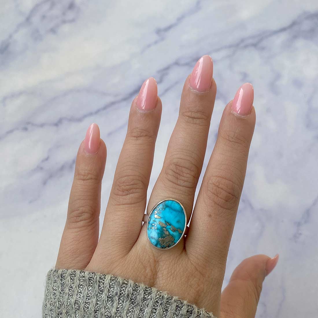 Premium Turquoise Adjustable Ring - TRQ-R-206 | Ultimate Statement Jewelry