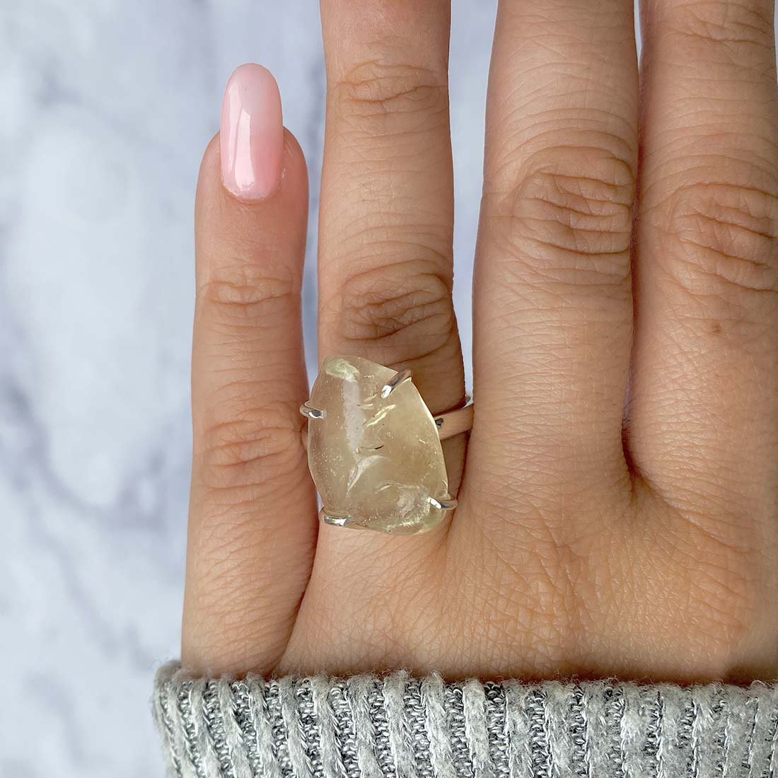 Premium Libyan Desert Glass Statement Ring - LDG-R-32