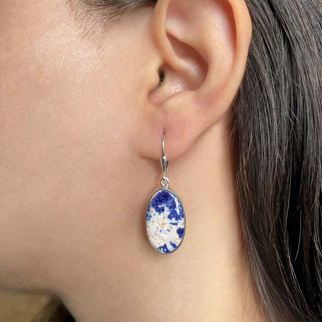 Premium Sodalite Statement Earrings - Ultimate Elegance (SDL-E-18)