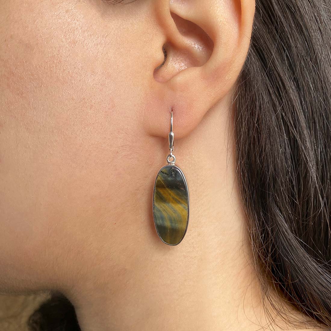 Premium Blue Tiger Eye Statement Earrings - Sagacia Jewelry