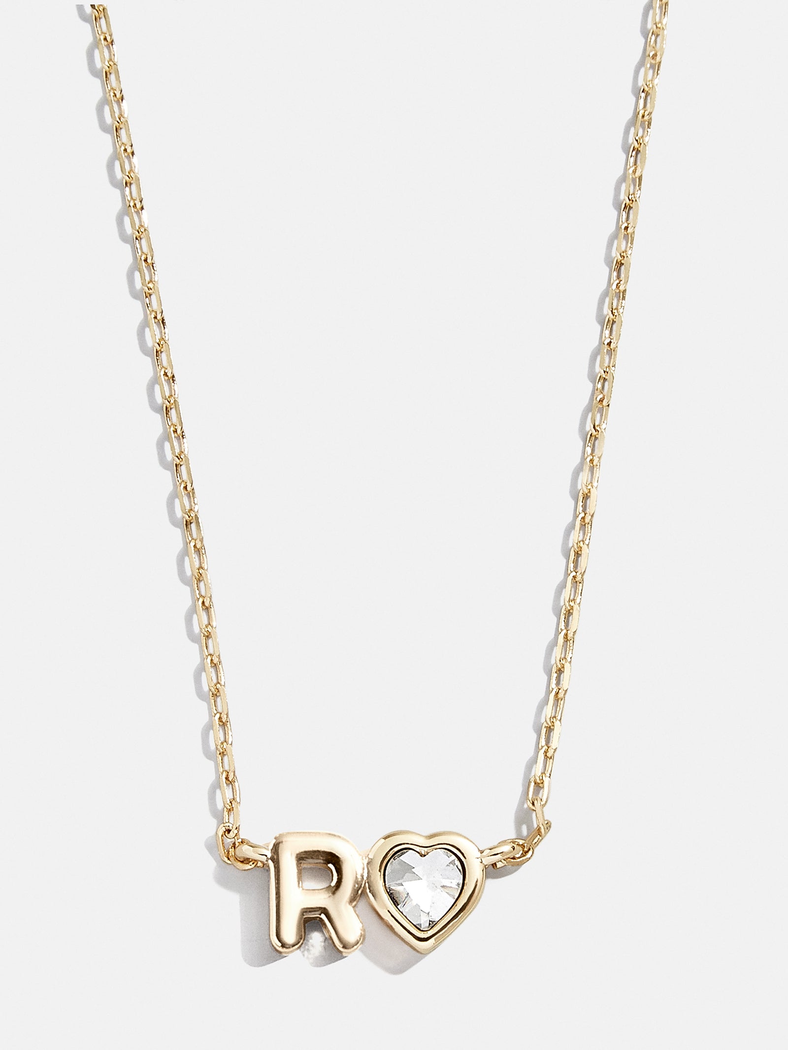 Premium Fiona Initial Necklace - Gold & Crystal Heart