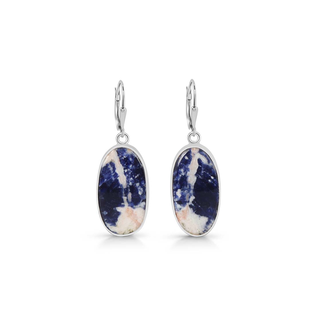 Premium Sodalite Statement Earrings - Elegant 925 Sterling Silver (SDL-E-31)