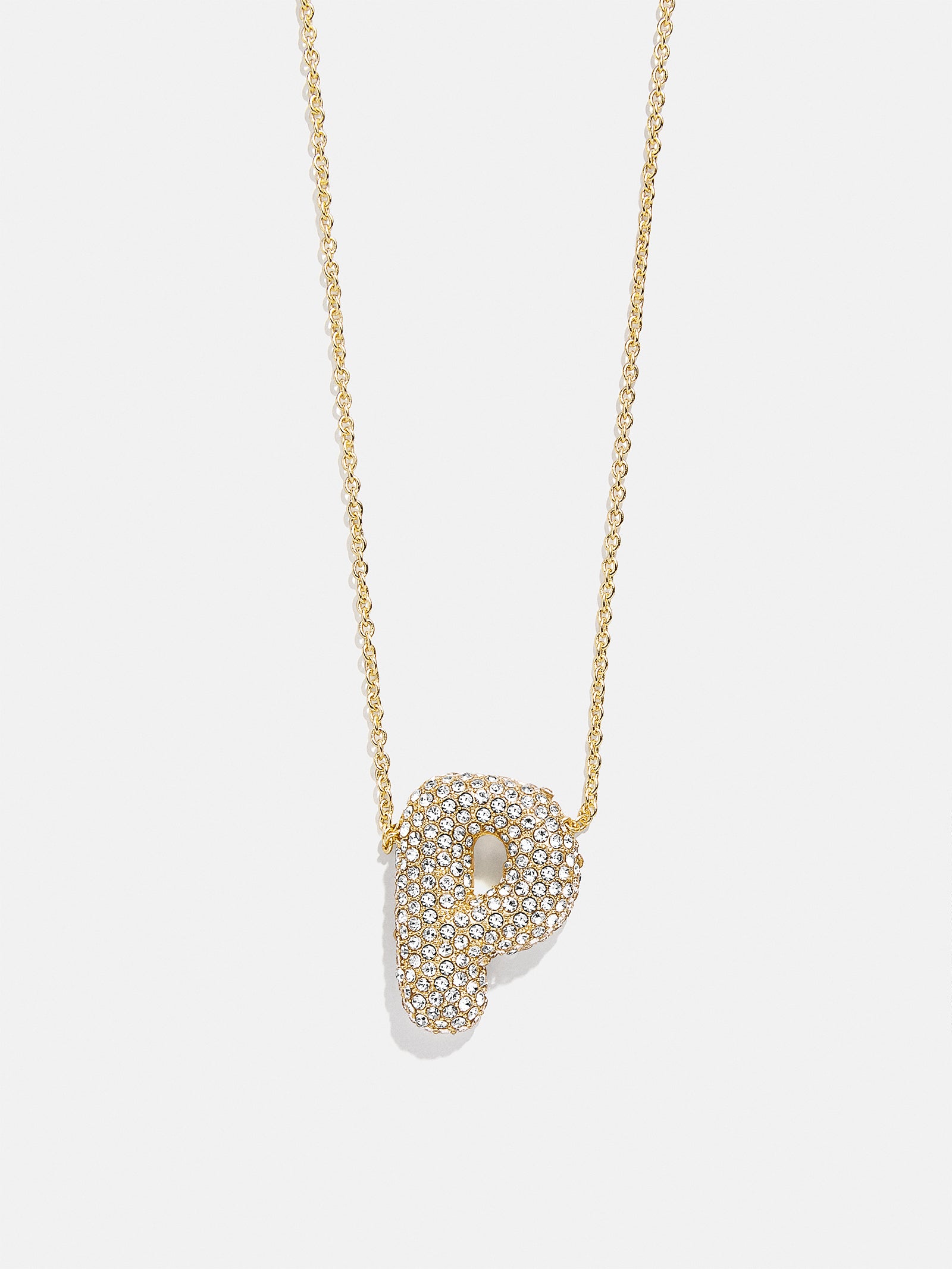 Premium Kids' Bubble Initial Necklace - Gold/Pavé