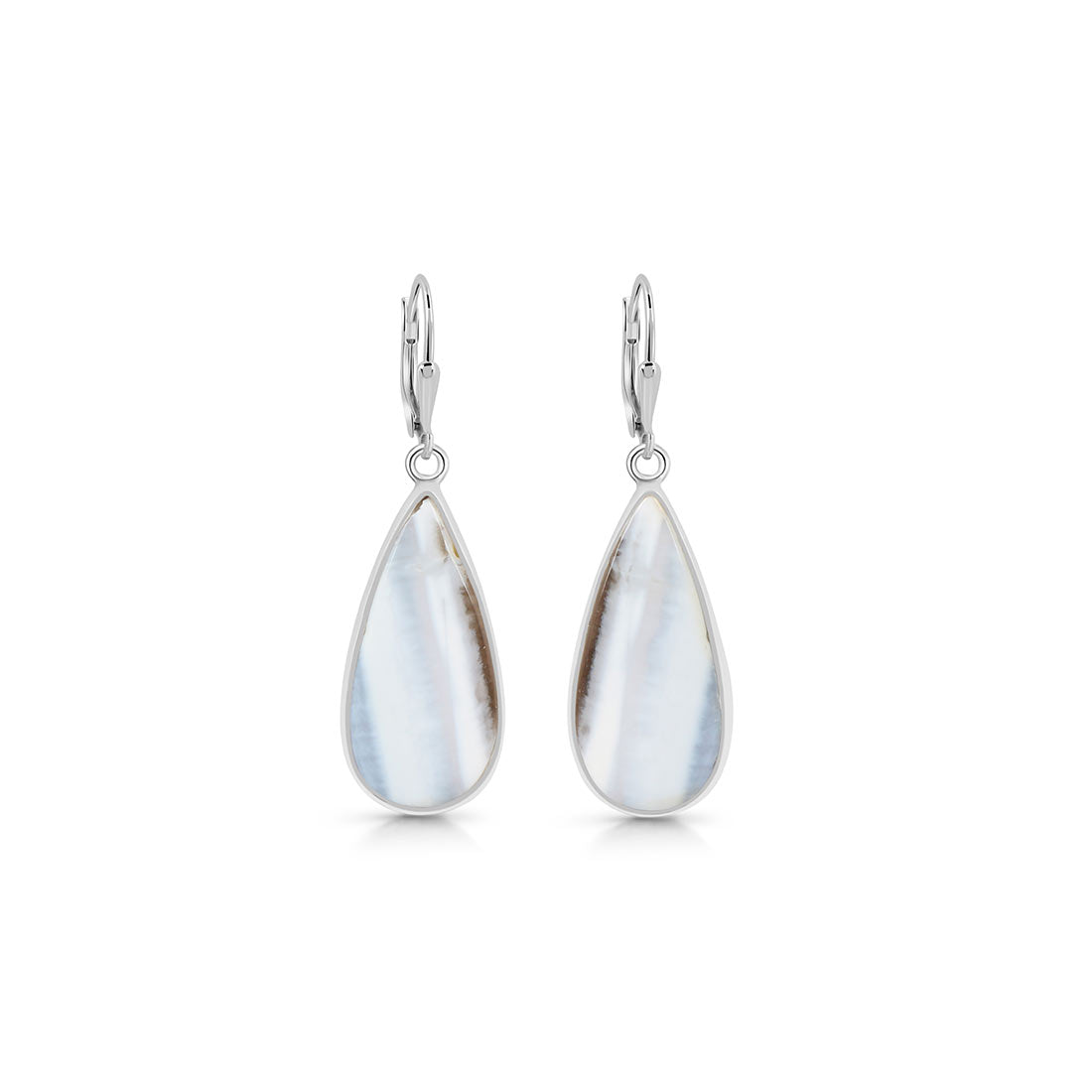 Premium Blue Opal Earrings - Elegant Sterling Silver Jewelry