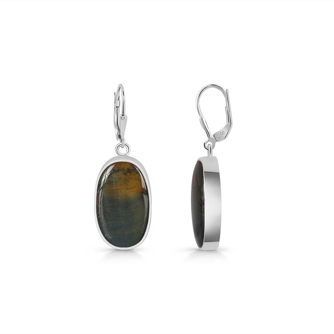 Premium Blue Tiger Eye Statement Earrings - Sagacia Jewelry