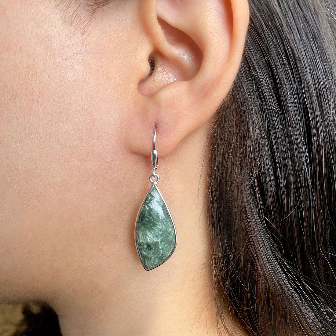 Premium Seraphinite Statement Earrings - SER-E-7