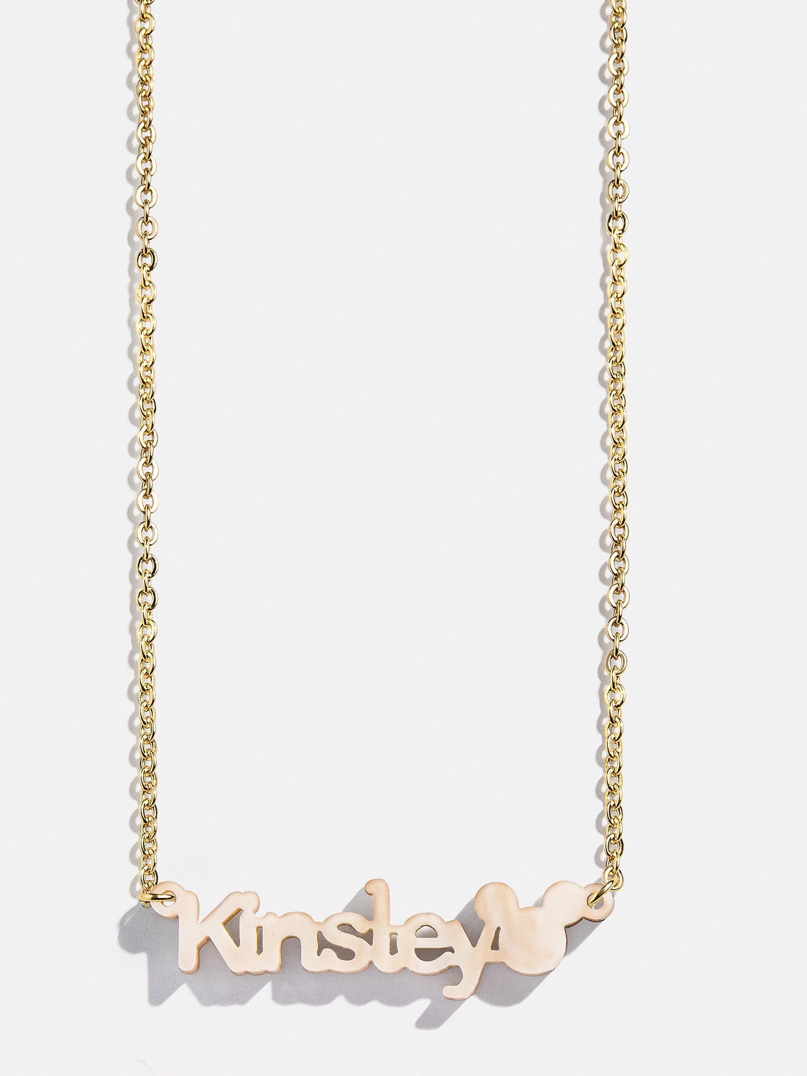 Premium Disney Mickey Mouse Custom Acrylic Nameplate Necklace - Blonde Marble Edition