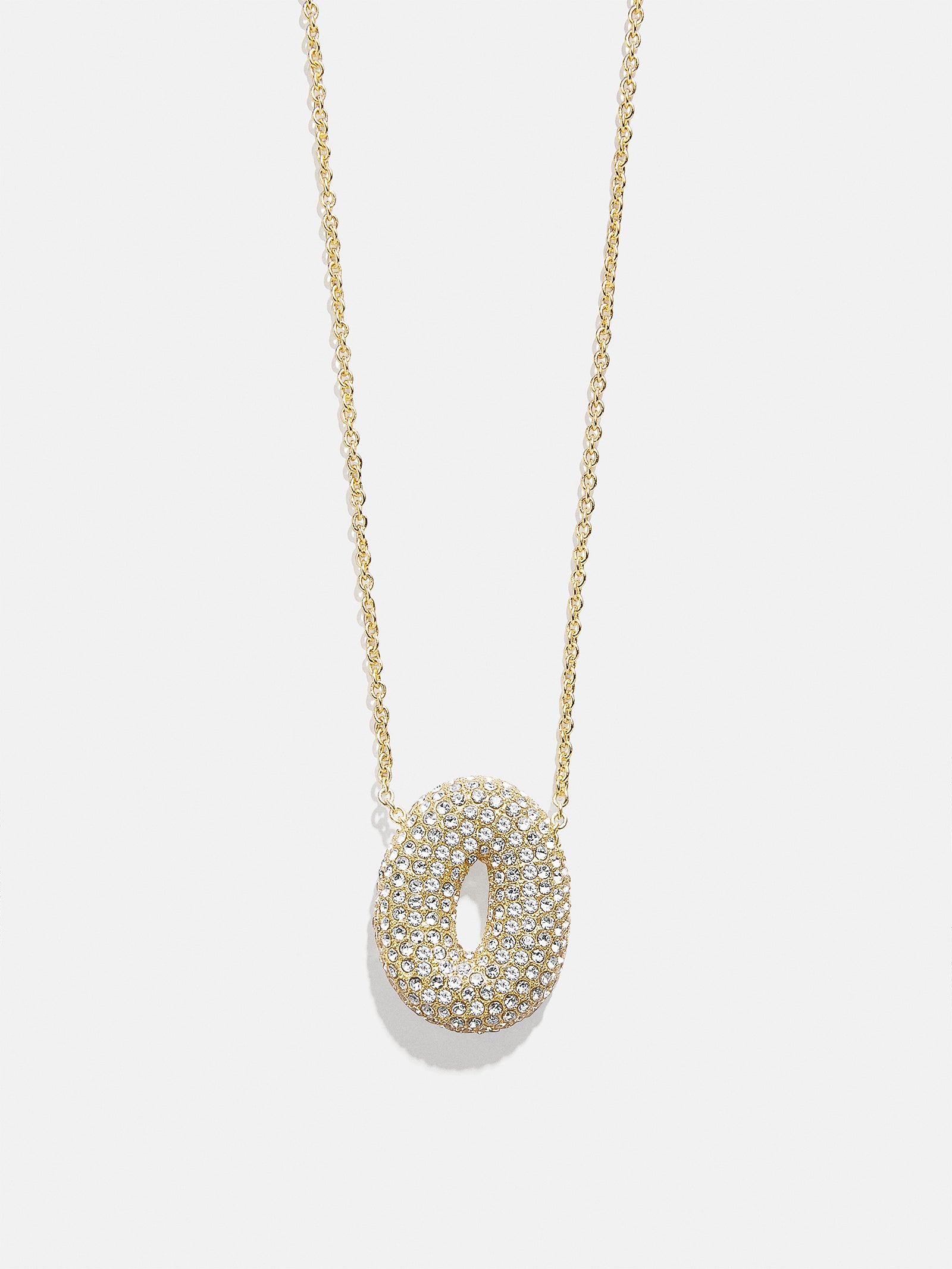 Premium Kids' Bubble Initial Necklace - Gold/Pavé