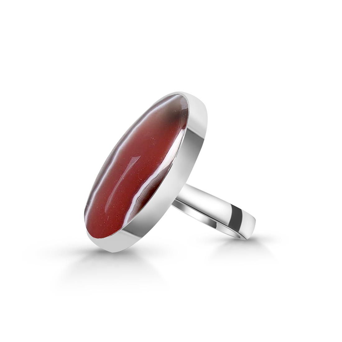 Premium Botswana Agate Adjustable Ring - Elegant Statement Jewelry