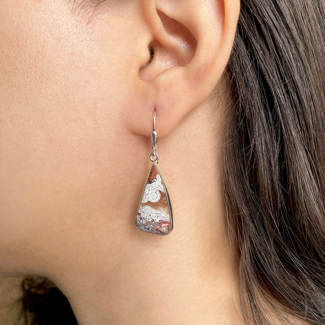 Premium Crazy Lace Agate Statement Earrings - CLA-E-3