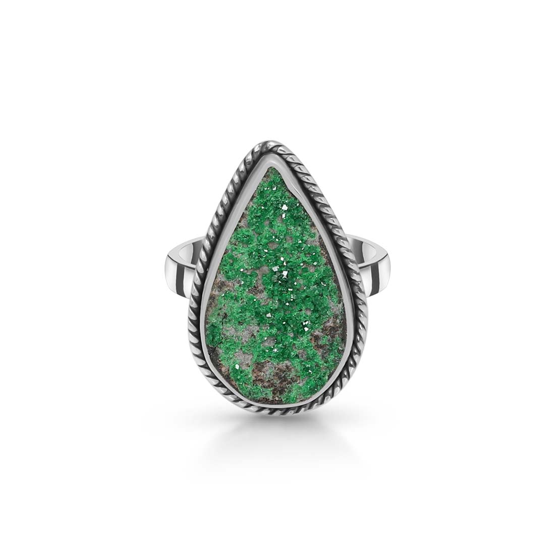 Premium Uvarovite Druzy Statement Ring - Elegant Green Gemstone Jewelry