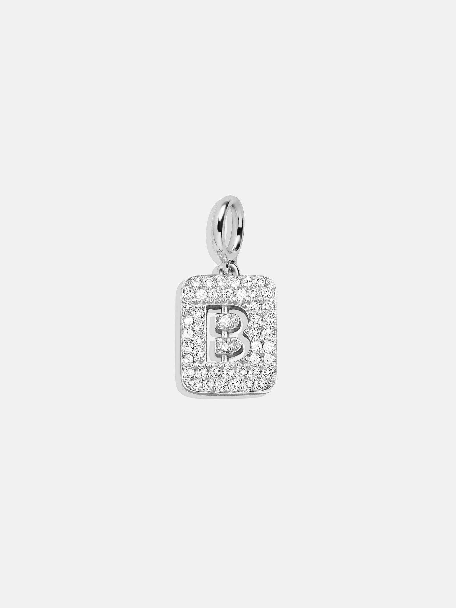 Premium Silver Block Pave Cluster Charm Necklace