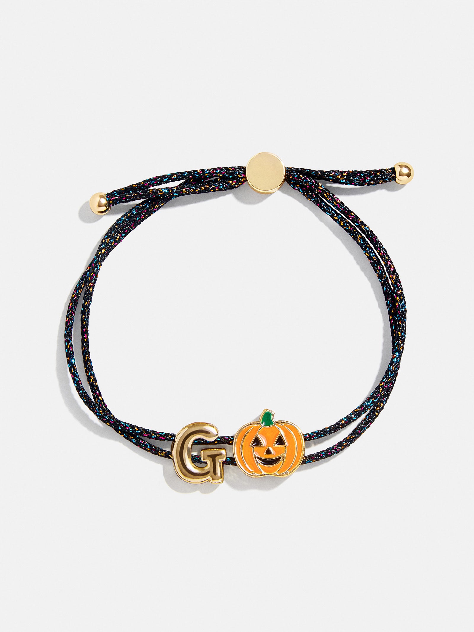 Ultimate Kids' Halloween Initial Bracelet - Festive Orange Pumpkin Charm