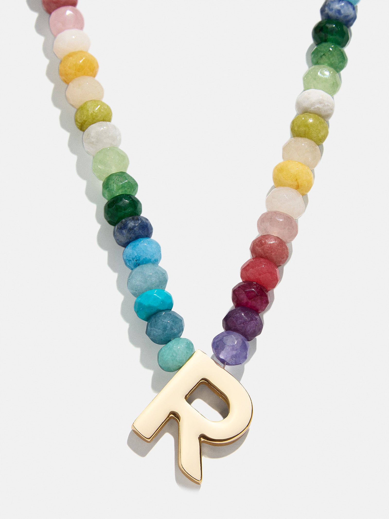 Premium Custom Initial Necklace with Semi-Precious Stones