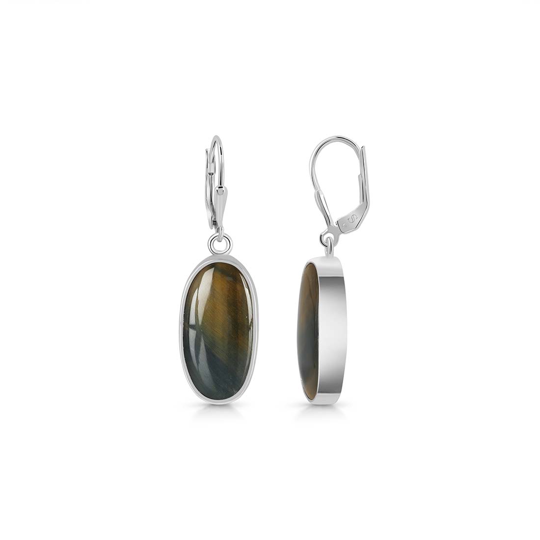 Premium Blue Tiger Eye Statement Earrings - Sagacia Jewelry