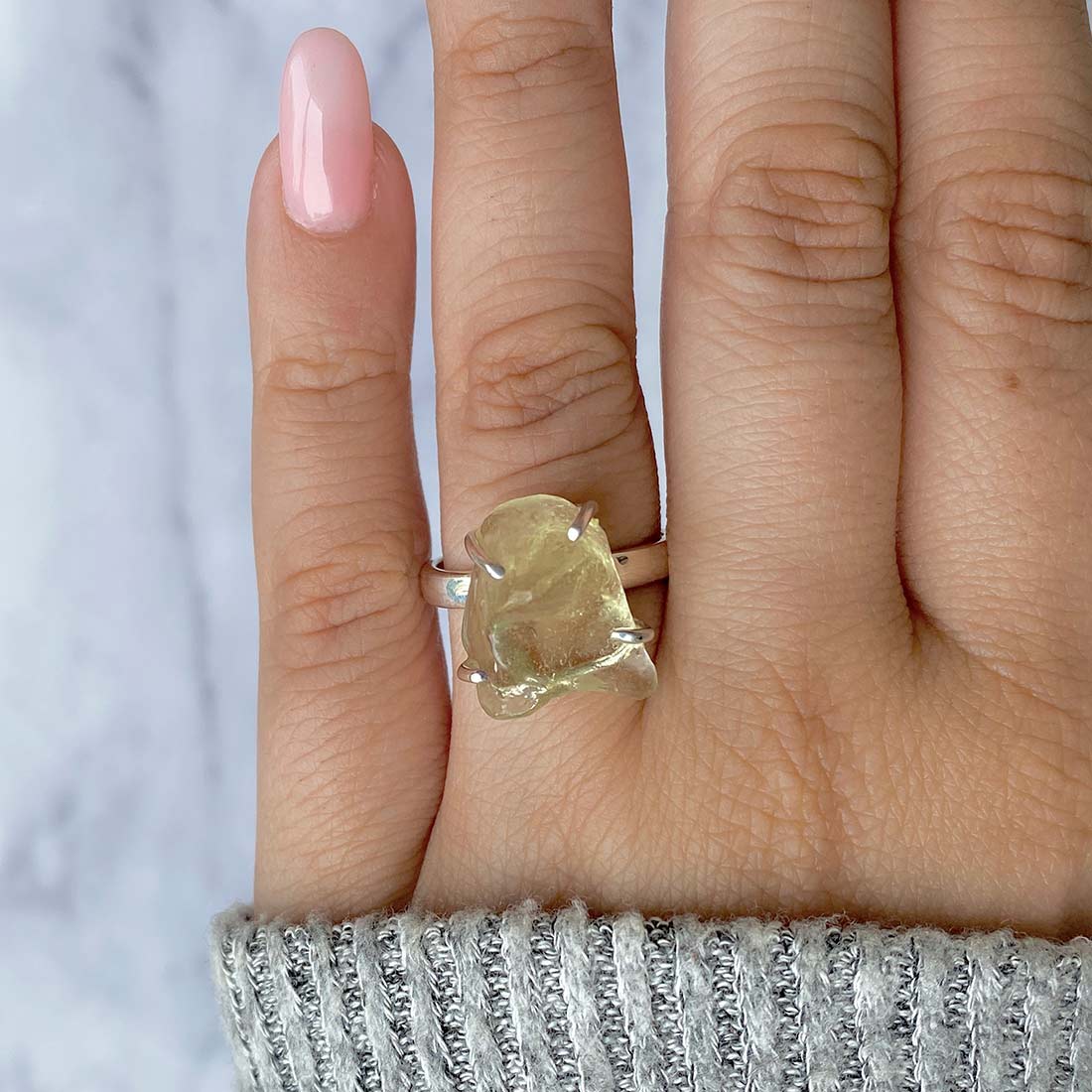 Premium Libyan Desert Glass Statement Ring - LDG-R-10