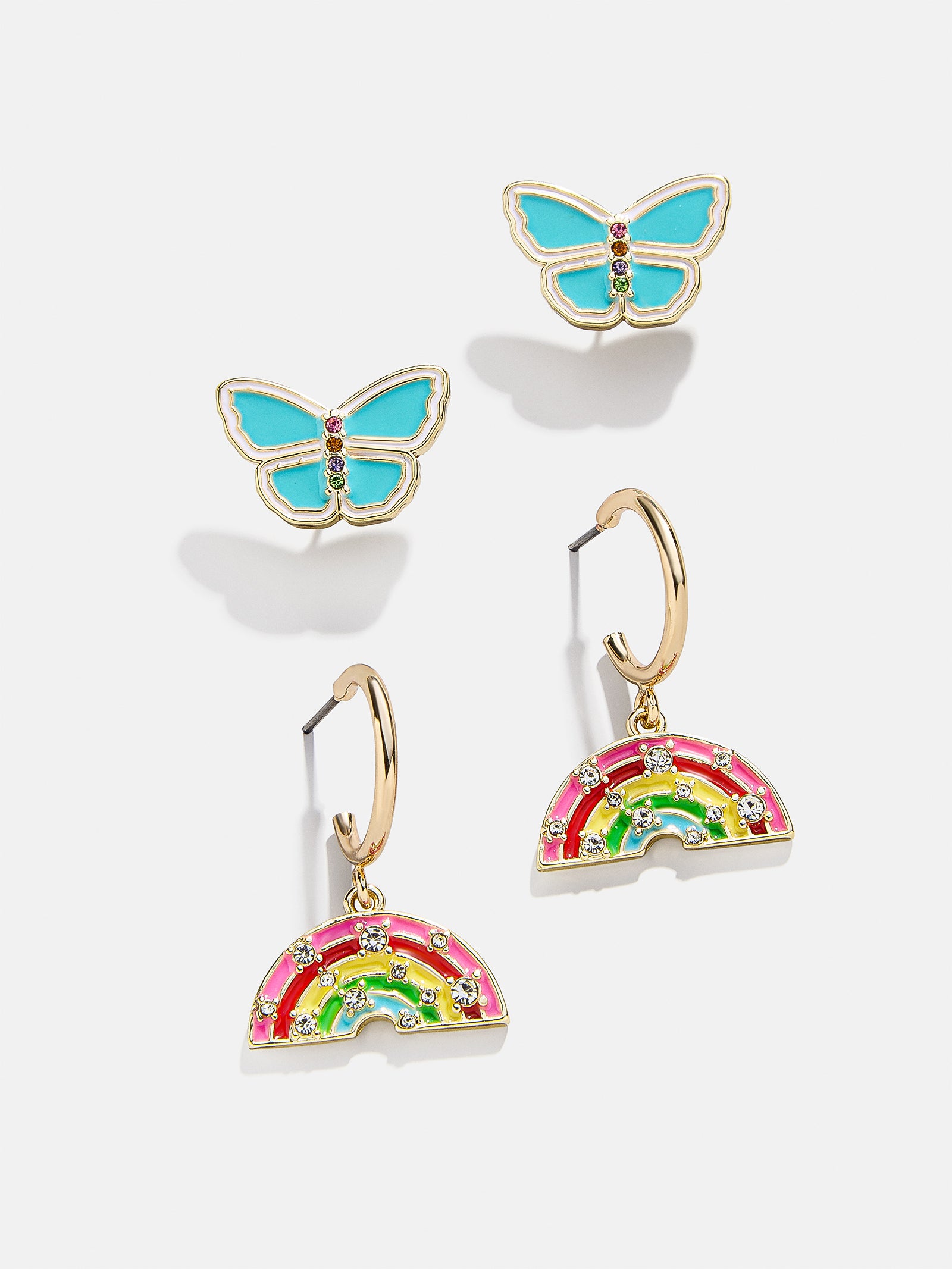 Ultimate Happy Place Kids' Butterfly & Rainbow Earring Set