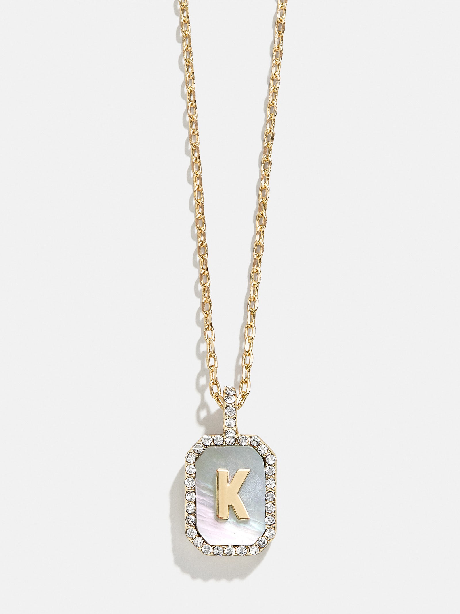 Premium Gold & Dark Mother Of Pearl Initial Necklace - Personalized Elegance