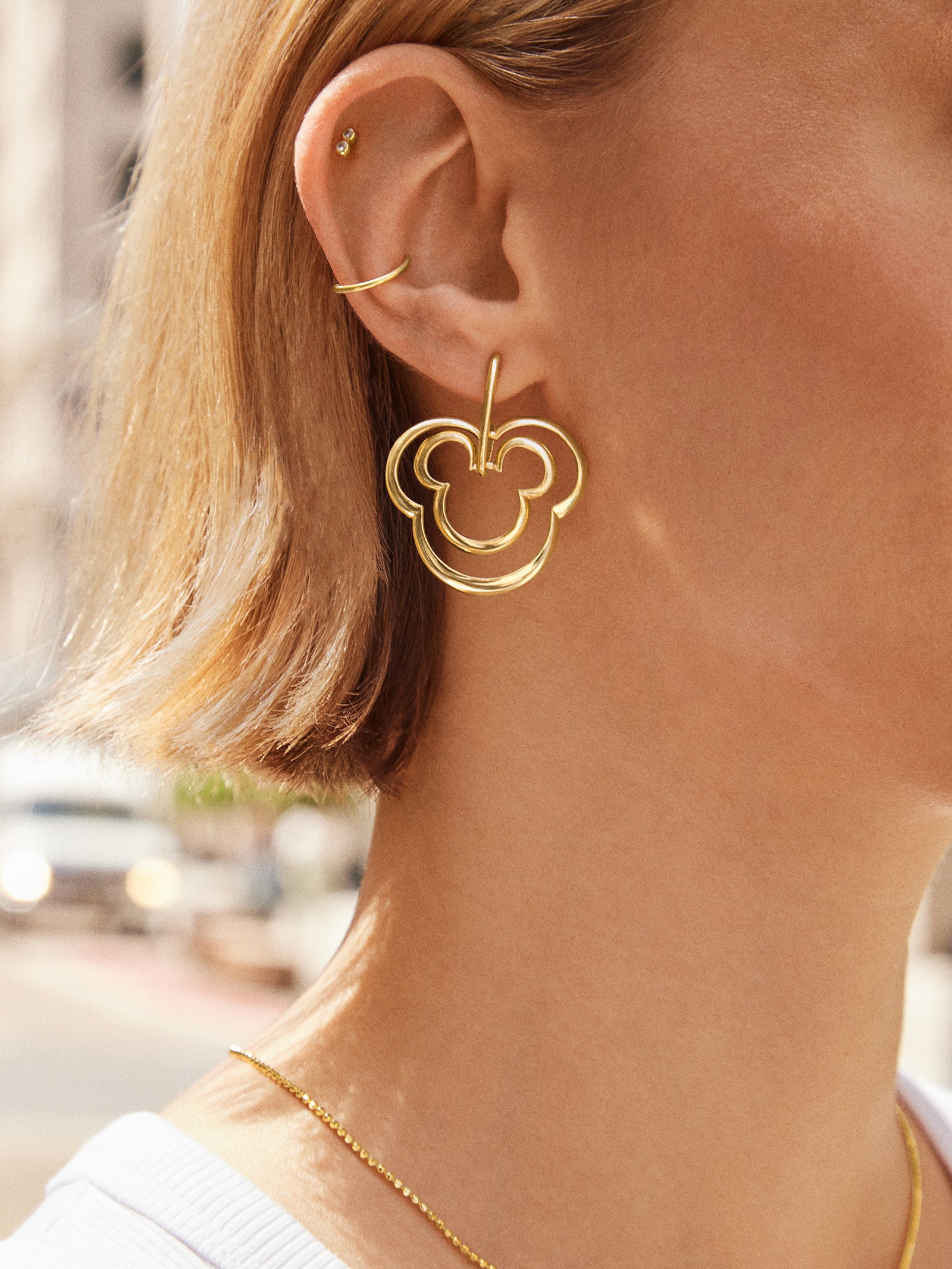 Premium Mickey Mouse Disney Layered Earrings - Gold