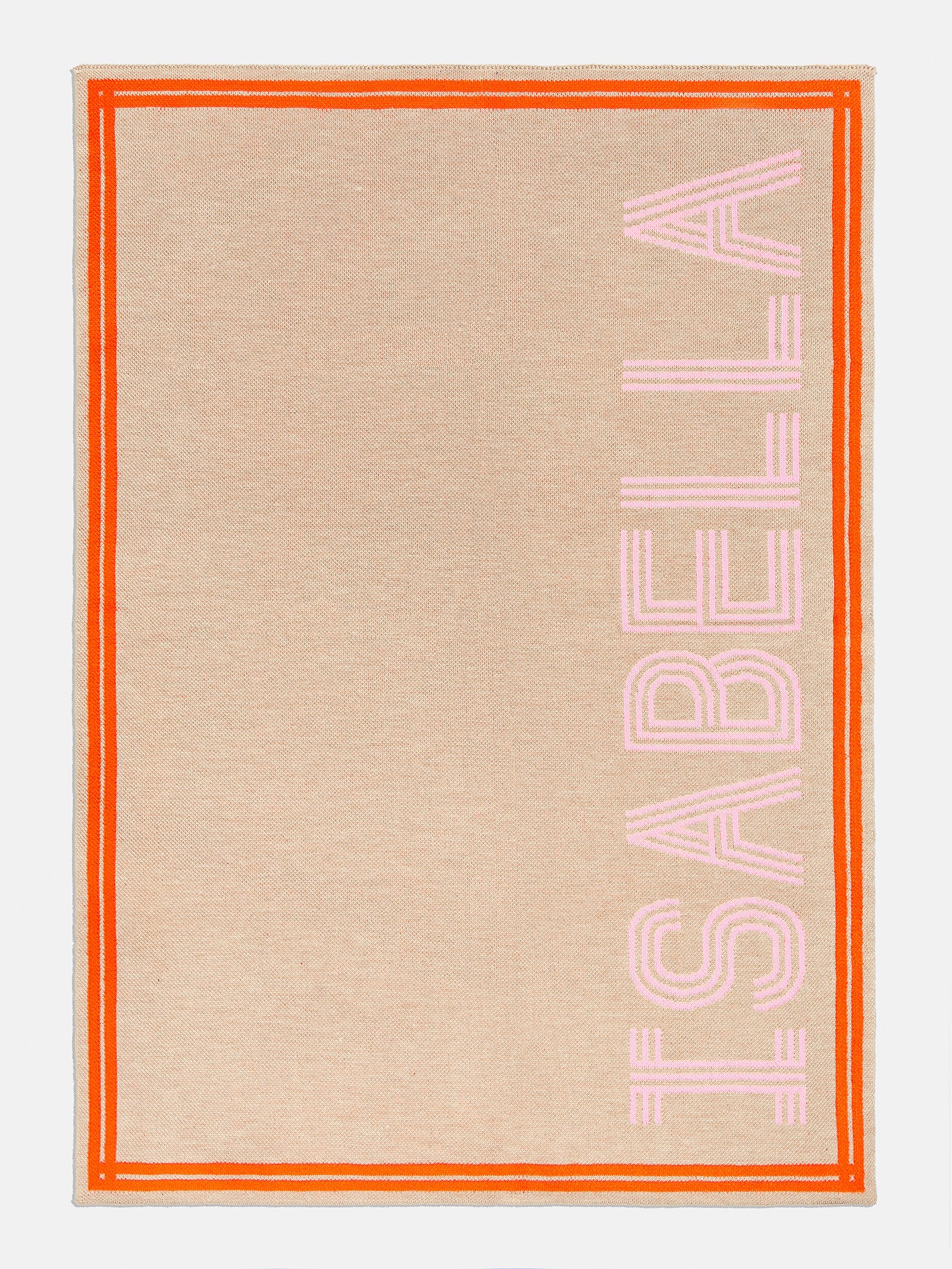 Premium Personalized Stripes Blanket - Tan & Pink | Custom Name Design